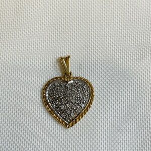 14k Two Tone Gold Natural Diamonds Pave Set Heart Pendant